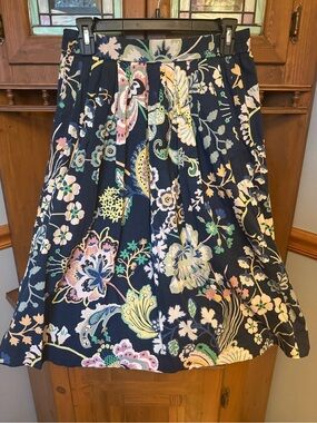 J.Crew Floral A-Line Skirt in floral Symphony, print  Navy and Pastel Colors 2